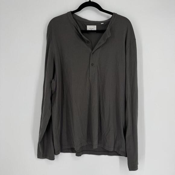 Billy Reid shirt mens XXL gray henley long sleeve minimalist casual cotton - Picture 1 of 5
